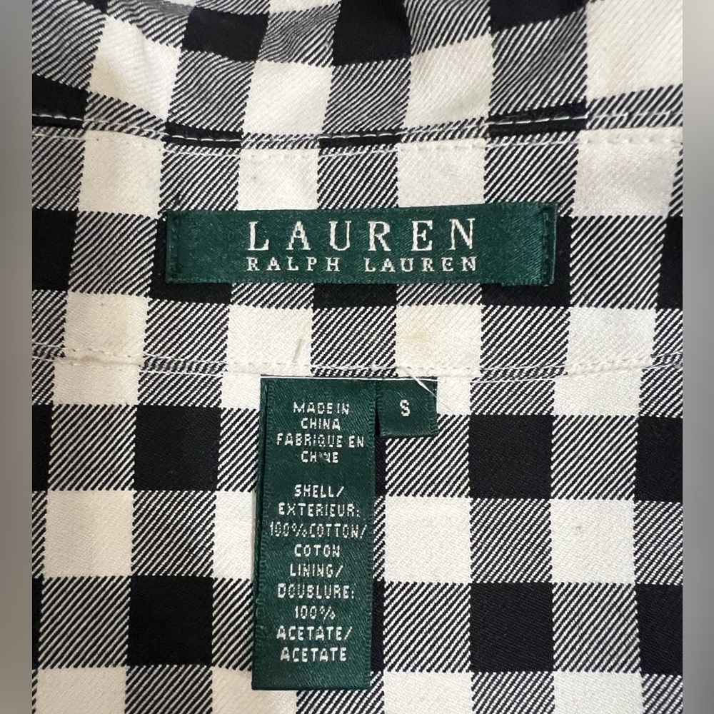 Ralph Lauren Gingham Trench Coat in Black and White - Picture 2 of 10